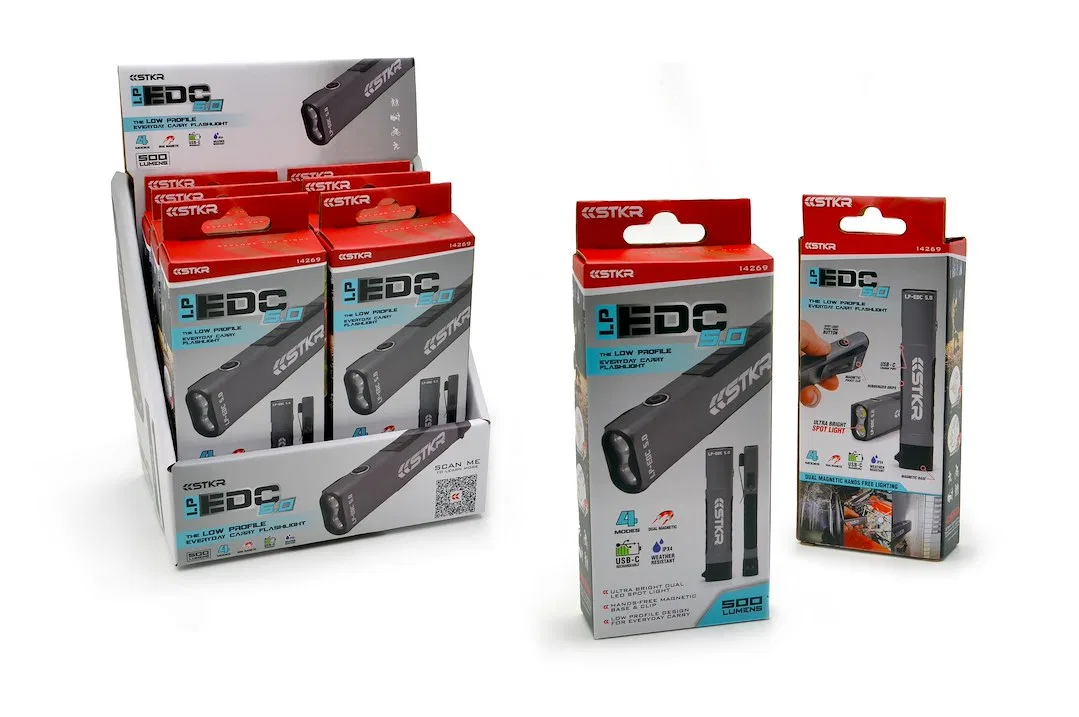 14269DD – STKR CONCEPT Point Of Purchase Display, Low Profile Ultra-Thin Flashlight Display Counter Top Display With ...